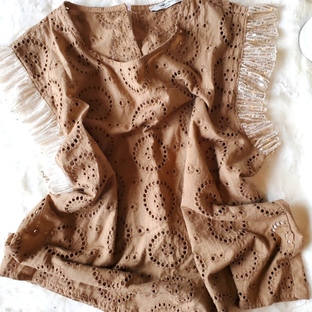 Piazza Italia Eyelet & Sequin Top